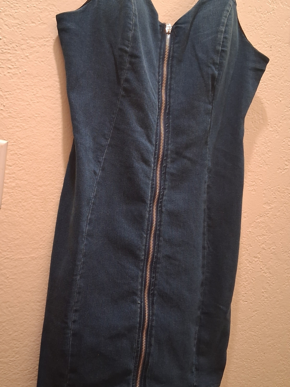 iris Dark Blue Denim Zip-Front Dress